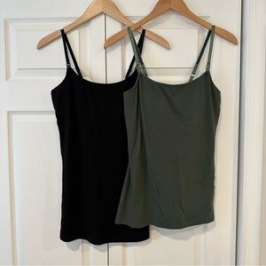2 A Pea in the Pod Luxe Clip-Down Nursing Camis - Small - Black and Olive